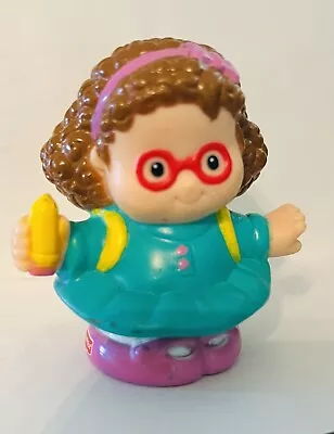 FISHER PRICE Little People MAGGIE School Girl Figure W/ BACKPACK & PENCIL Used • $2