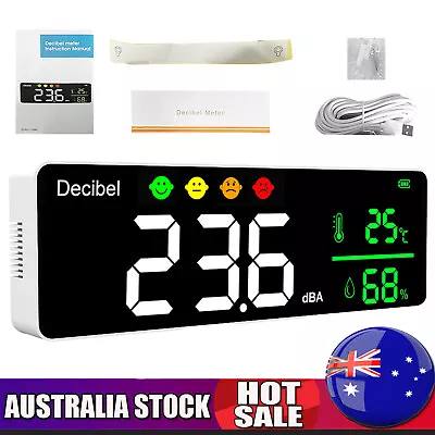 30-130dB Wall Mounted Digital Decibel Sound Meter Temperature Humidity Detector • $72.07