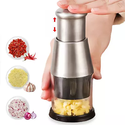 Manual Hand Press Garlic Onion Chopper Cutter Vegetable Food Processor Dicer New • $16.37