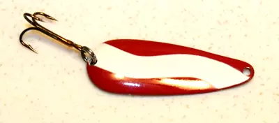 Vintage Fishing Lure - Red And White Spoon - About 2  • $1.99