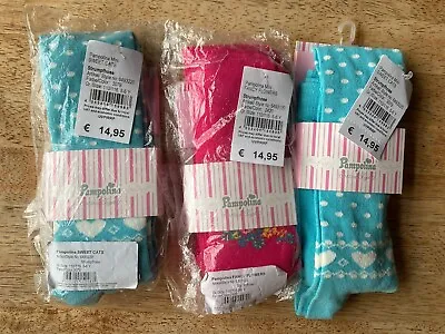 3 Pairs Brand New Pampolina Tights Age 5-6 Years Polka Dot Flowers Hearts • £18