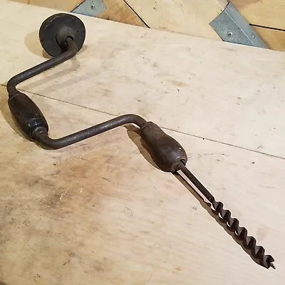 Hand Brace Drill Auger Vintage W Bit   Swanky Barn • $64.95