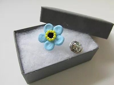 Handmade Blue Forget Me Not Flower Tac Lapel Tie Pin Brooch - Made In The UK • £4.15