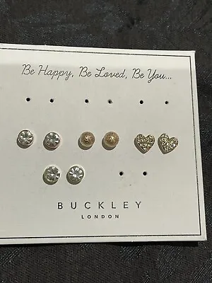 $32.30 • Buy Buckley London Women Ear Rings X 4 Studs Hearts Dismantes Unwanted Gift 🎁