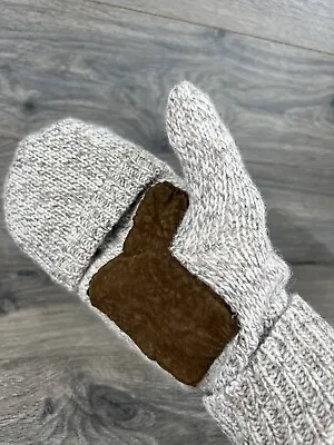 Vintage Ragg Wool Knit Fingerless Pop Top Mitten - Medium - Thinsulate Oatmeal • $17.99