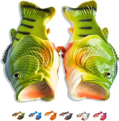 Mens Womens Fish Flip Flops The Original Bass Fish Slippers Funny Sandals Gift • $22.99