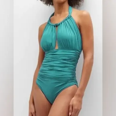 Lenny Niemeyer Essential Touch Ruched Halter Maillot Swimsuit Size Medium • $64.95