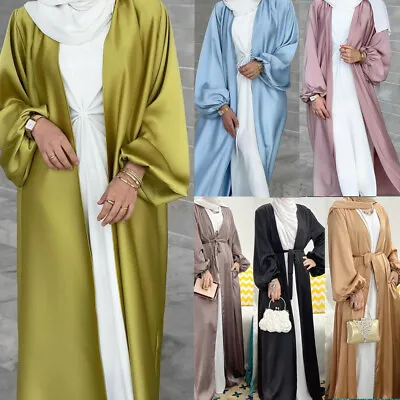Dubai Open Kimono Cardigan Abaya Maxi Dress Muslim Women Kaftan Dress Robe Arab • £14.38