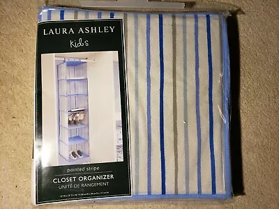 NIP LAURA ASHLEY KIDS BLUE STRIPED 6 SHELF CLOSET ORGANIZER 46”H X 12”W X 12”D • £9.63