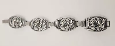 Vintage Danecraft Sterling Silver Flower Link Bracelet  7 In Signed • $80
