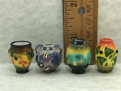 4 Emile Galle Art Pottery Vases Art Nouveau French Feves  Dollhouse Miniatures • $23.50