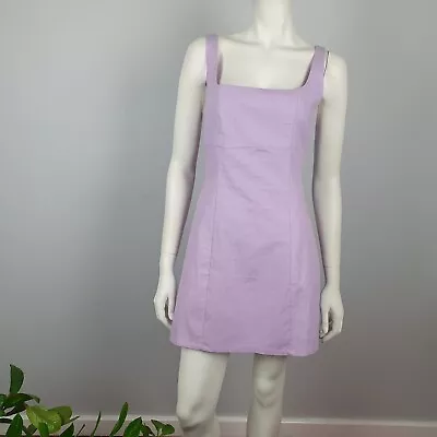 Supre Size 12 Short Mini Dress Empire Waist Cotton Square Neck Purple Lined NEW • $17.35