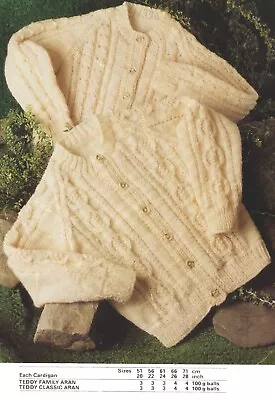 0337 Child's Cardigans 20-28  Aran Vintage Knitting Pattern Reprint • £3.49