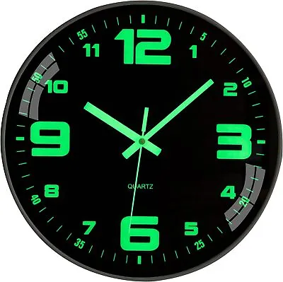 12'' Wall Clock Large Luminous Quartz Night Lights Glow In The Dark Silent Home • $21.29