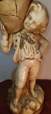 Vintage Marwal Statue Figurine Boy Carrying Pot  12  Planter  • $25.99
