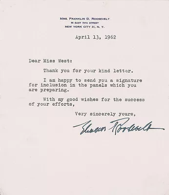 Eleanor Roosevelt - Typed Letter Signed 04/13/1932 • $350