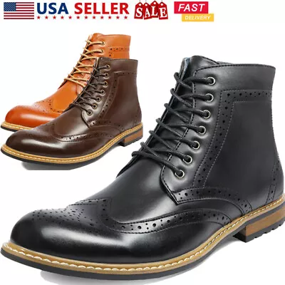 Men's Motorcycle Leather Chukka Boots Oxford Derby Dress Wedding Shoe • $34.35