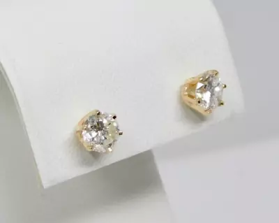 14 Kt Gold Pair Of 5.3 Mm +/- DIAMOND STUD Pierced Screw Back Earrings B4455 • $1829