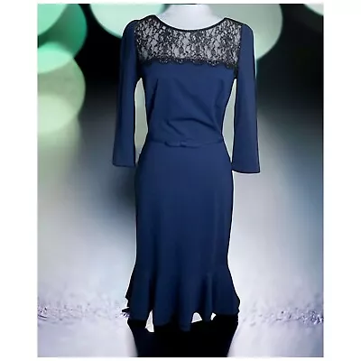 Erin Fetherston Lace And Ruffle Mermaid Blue Dress Wedding Guest Women's Size 4 • $34.99