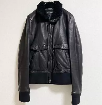 Dolce & Gabbana Leather Jacket Buffalo Collar Mouton Black Men's US M Authentic • $359.99