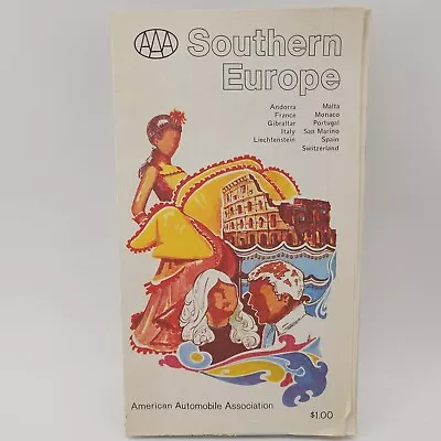 Vintage 1972 AAA Sourthern Europe Travel Map Guide • $12.99