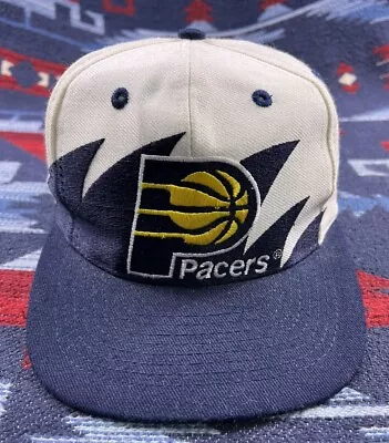 Vintage 90's Indiana Pacers Logo 7 Sharktooth Snapback Hat Cap NBA • $149.99