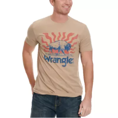 Wrangler Men's Toasted Sand & Buffalo Sunrise Logo T-Shirt 112344130 • $19.97