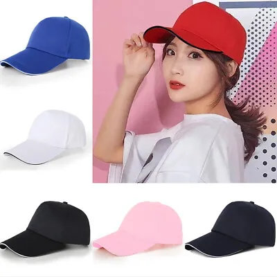 Mens Womens Baseball Cap Adjustable Plain Adults Summer Classic Sports Sun Hat • £3.99