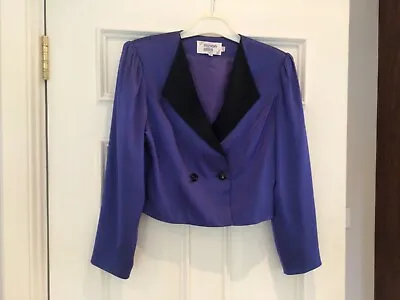 £19.99 • Buy Vintage Simon Ellis Purple With Black Collar Evening Jacket Size 12