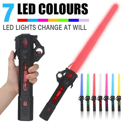 LED Lightsaber Saber Star Wars Swords Flashing Light Toy RGB 7 Colors With Sound • £8.89