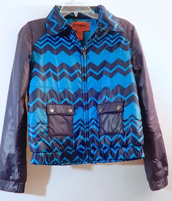 2011 MISSONI X TARGET  Puffer Light Jacket Coat BLUE ZIG ZAG Blown Black US-XS • $29.99