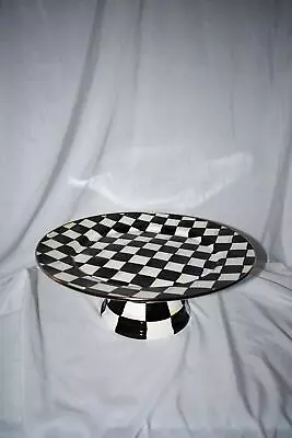 MacKenzie-Childs Courtly Check Large Pedestal Platter #89421-40 NIB • $139.99