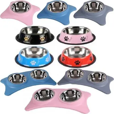 £5.95 • Buy Dog Pet Bowl Food Water Stainless Steel Non Slip Puppy Cat Animal Feeding Dish