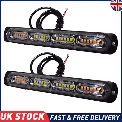 2x 48 LED Amber Recovery Strobe Flashing Grille Light Lightbar Truck Beacon Lamp • £19.69