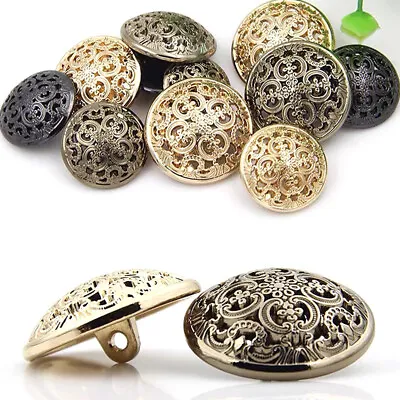 10pcs Carved Round Hollow Metal Buttons For Sewing Clothing Coat DIY Craft Decor • £3.68