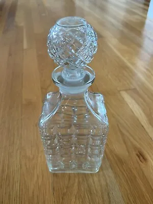 NEW Vintage Clear Cut Glass Square Decanter Bottle France Liquor Wine Unused • $20