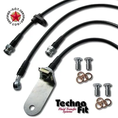 Stainless Steel Braided Brake Line FRONT REAR Techna-Fit For 06-11 Civic EX Si • $116.95