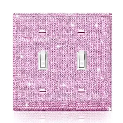 Sparkly Pink Rhinestones Double Toggle Switch Cover 2 Gang Wall Plate Light R... • $19.71