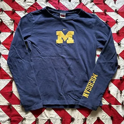 Vintage Y2K Michigan Wolverines Long Sleeve Baby Tee Women’s Medium Nike Swoosh • $10