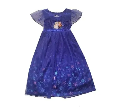 Frozen Anna And Elsa Sisters Dark Blue Satin And Tulle Nightgown Gown • $26.99