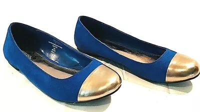 Merona Womens Slip On Low Heel  Flats With Capped Toe Bright Blue Size 7 • $15.95