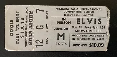 1974 Elvis Presley Concert Ticket Stub  Niagara Falls Convention Center New York • $195