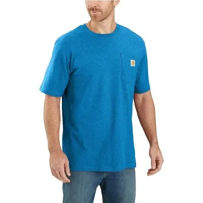 Carhartt SS Tee Shirt Pocket Loose Fit Marine Blue Heather K87 Mens Sz L NWT • $19.99