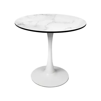 Levede Dining Table Kitchen 4 Person Marble Tulip Coffee Round Metal Base 80cm • $129.99