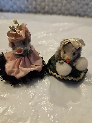 2 Vintage Original Fur Toys  Made In West Germany Victorian Dressed Mice • $29.99