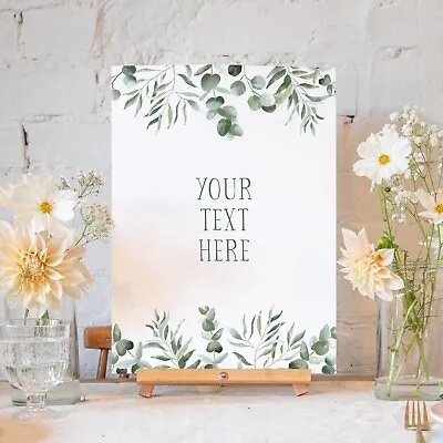 Personalised Eucalyptus Wedding Sign Your Own Text | Wedding Signs Poster • £4.99