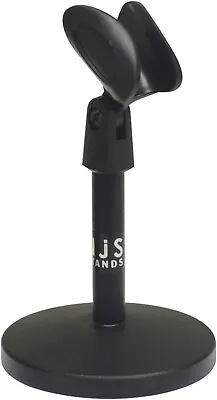 Desk Microphone Stand With Round Base And Microphone Clip In Black • £9.99