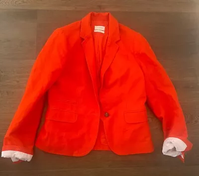 J Crew Schoolboy Blazer Womens Red Orange Coral Linen 2 XS Missing Button Jacket • $19.99