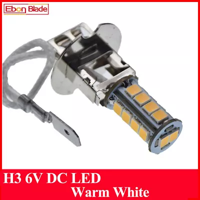 6V H3 LED BULB WARM WHITE TORCH MOTORBIKE MOTORCYCLE HEADLIGHT HEADLAMP 6 Volt • £7.49