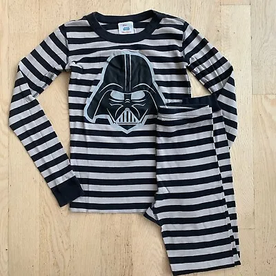 Hanna Andersson Star Wars Pajamas Darth Vader Helmet Black Stripes Sz 12 Pjs • £16.06